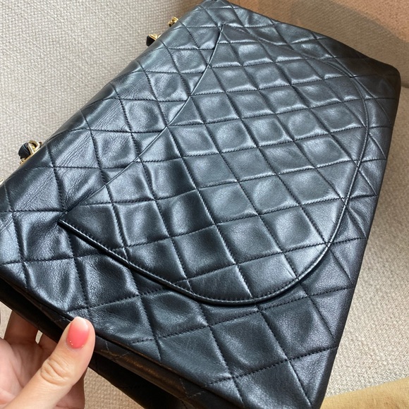 Chanel 2.55 XL Vintage Jumbo Classic Single Flap Timeless Maxi Cc Black - Picture 15 of 15